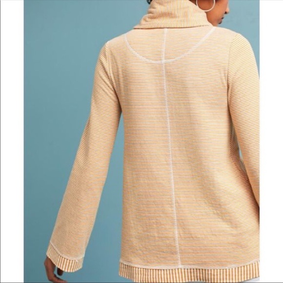 Anthro Maeve Striped Cowl Neck Top Small Yellow - Picture 2 of 5